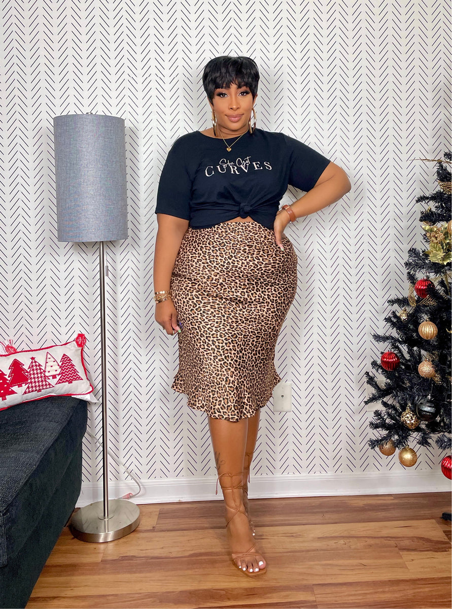 Leopard Satin Skirt – She Got Curves Fashion